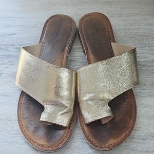 Chinese Laundry Gold Slide Sandals